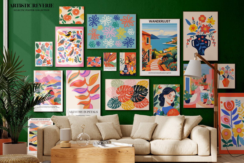 colorful-maximalist-gallery-wall-art-posters