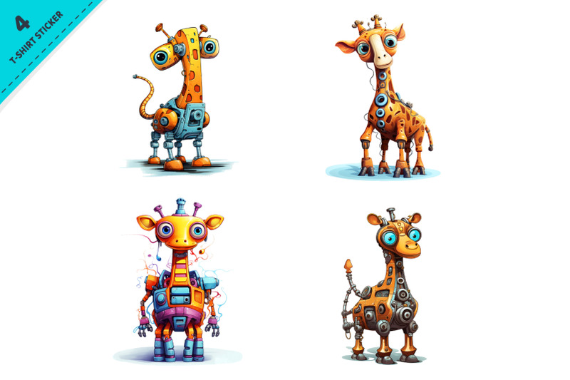 cartoon-giraffe-robots-t-shirt-sticker