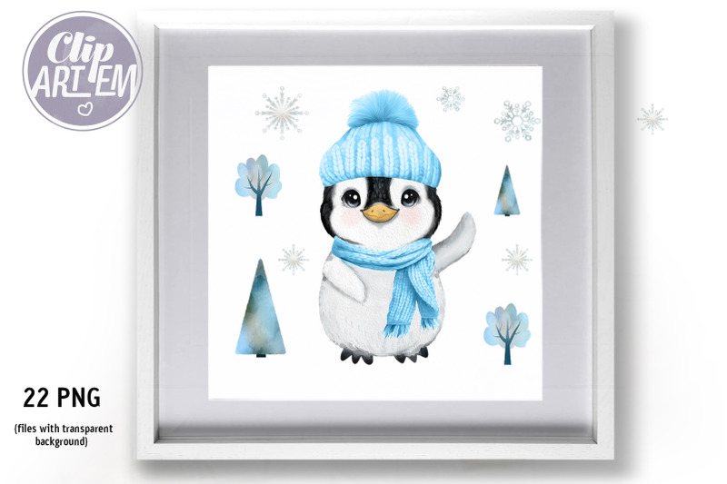 baby-boy-penguins-watercolor-winter-bundle-22-png-clip-art-set