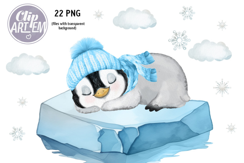 baby-boy-penguins-watercolor-winter-bundle-22-png-clip-art-set