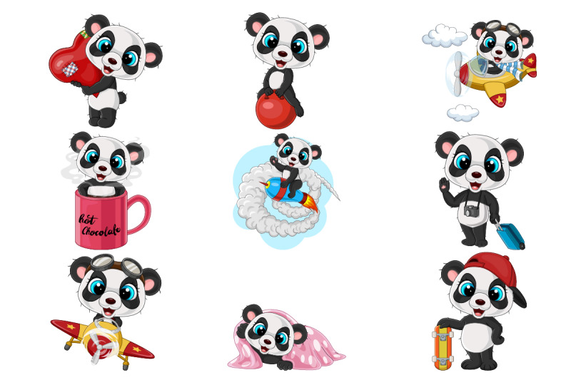 set-of-cartoon-nine-baby-panda-in-different-activities