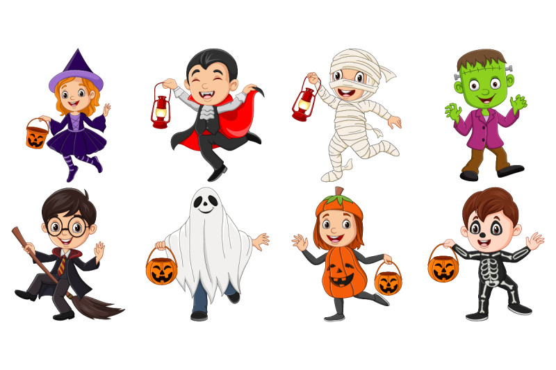 set-of-eight-cartoon-halloween-children-character