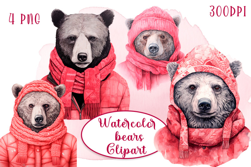 white-bears-watercolor-sublimation-clipart-png