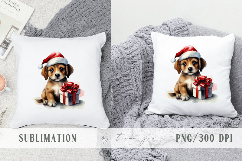 watercolor-christmas-puppy-dog-with-gift-boxes-clipart-3-png