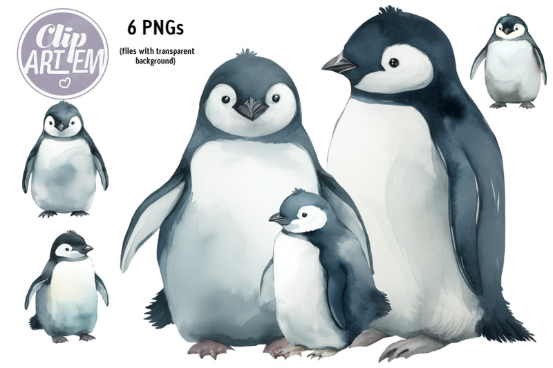 cute-realistic-penguins-mommy-daddy-baby-watercolor-images-6-png-set