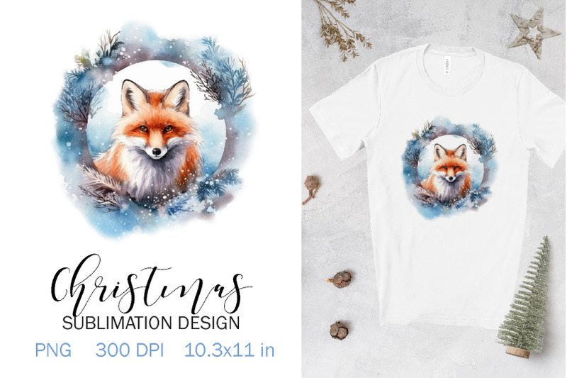 christmas-fox-sublimation-design-png
