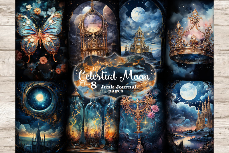 celestial-moon-junk-journal-pages-digital-collage-sheet