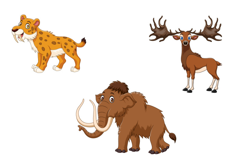 set-of-nine-extinct-prehistoric-animals-illustration