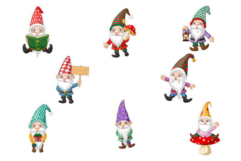 set-of-eight-gnomes-cartoon