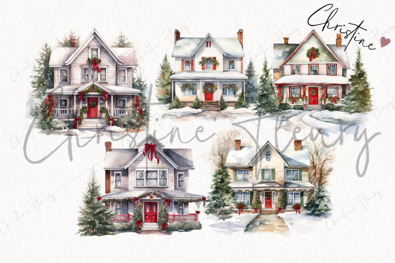 watercolor-christmas-houses-clipart