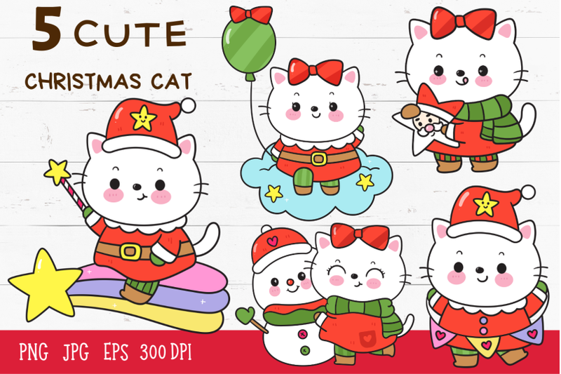 cat-christmas-santa-kawaii-kitten-baby-animal-cartoon