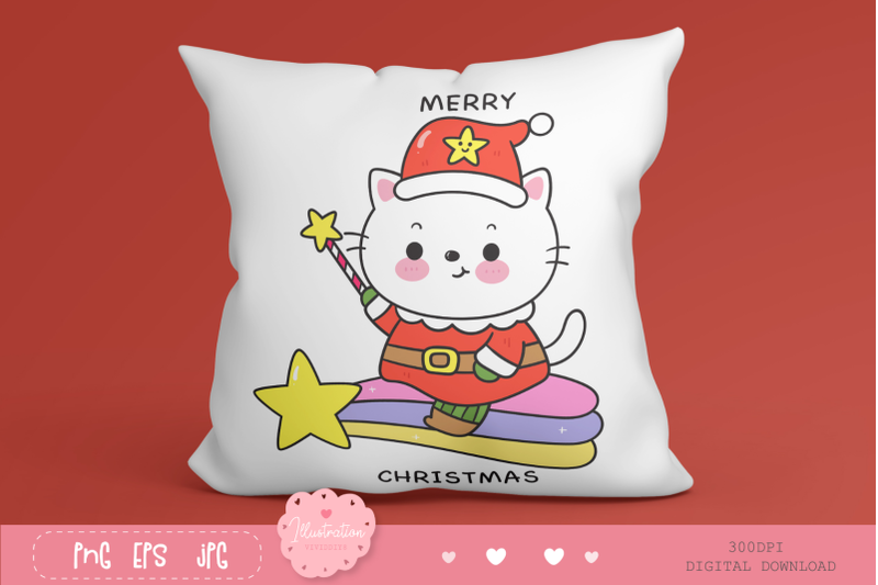 cat-christmas-santa-kawaii-kitten-baby-animal-cartoon