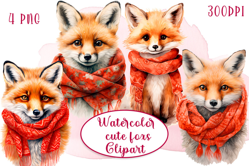 cute-foxs-watercolor-sublimation-clipart-png