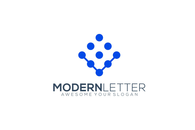 letter-v-molecules-vector-template-logo-design