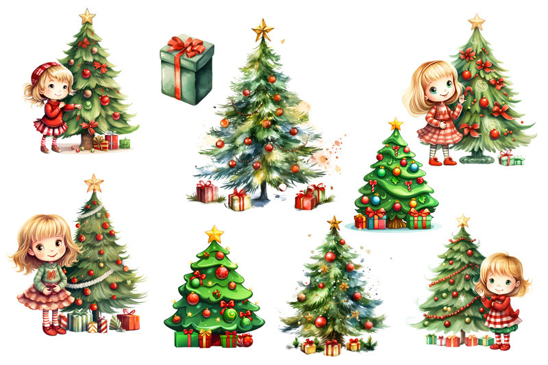watercolor-christmas-tree-clipart-bundle