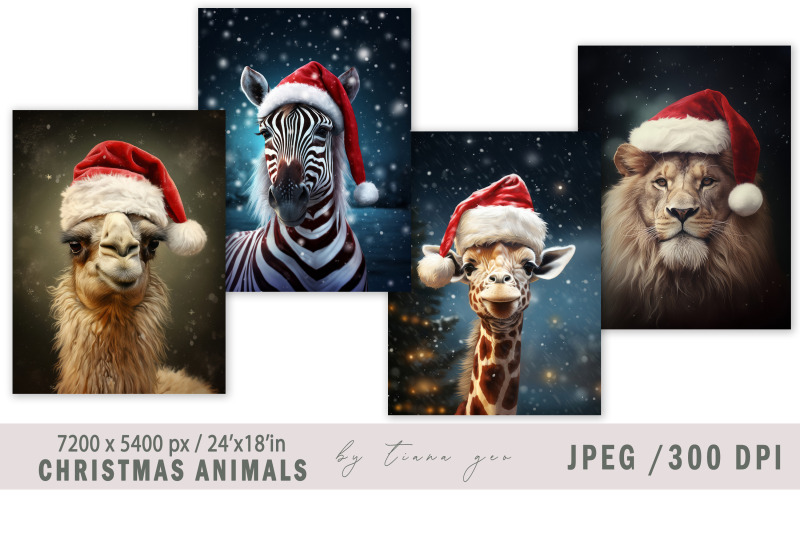 christmas-safari-animal-illustrations-for-posters-4-jpeg