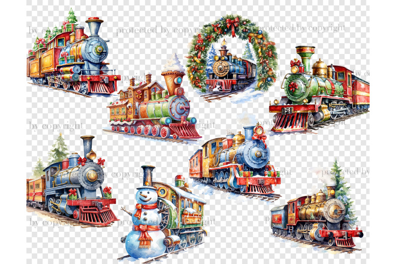 christmas-train-clipart-winter-clipart-bundle