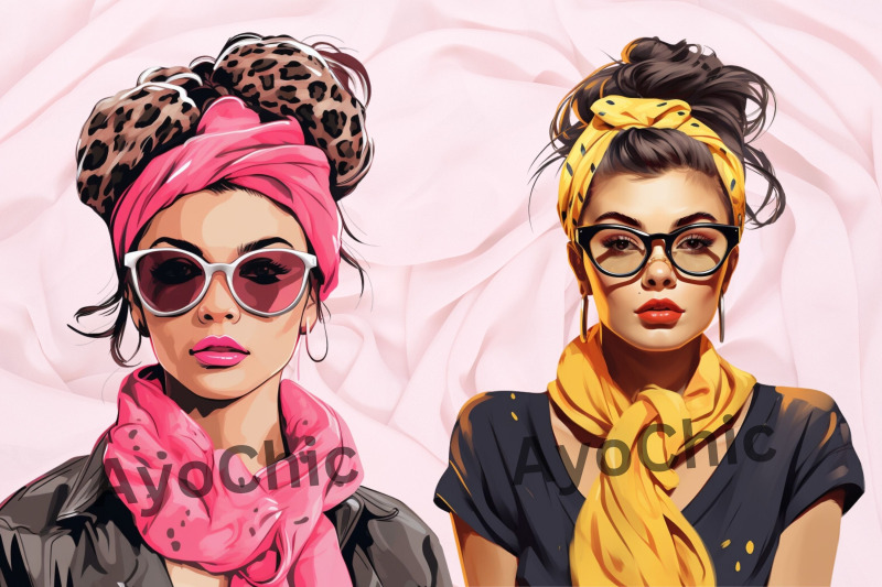 fashion-messybun-leopard-pattern-clipart