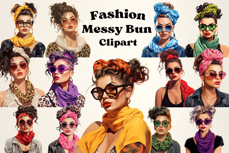 fashion-messybun-leopard-pattern-clipart