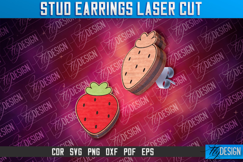 strawberry-stud-earrings-laser-cut-accessories-laser-cut-svg-design