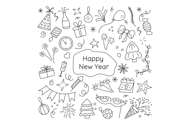 new-year-doodle-set