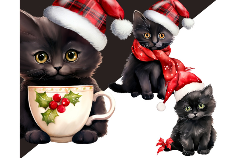 watercolor-christmas-cat-clipart-bundle