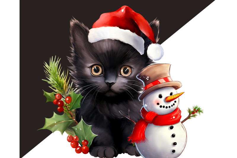 watercolor-christmas-cat-clipart-bundle