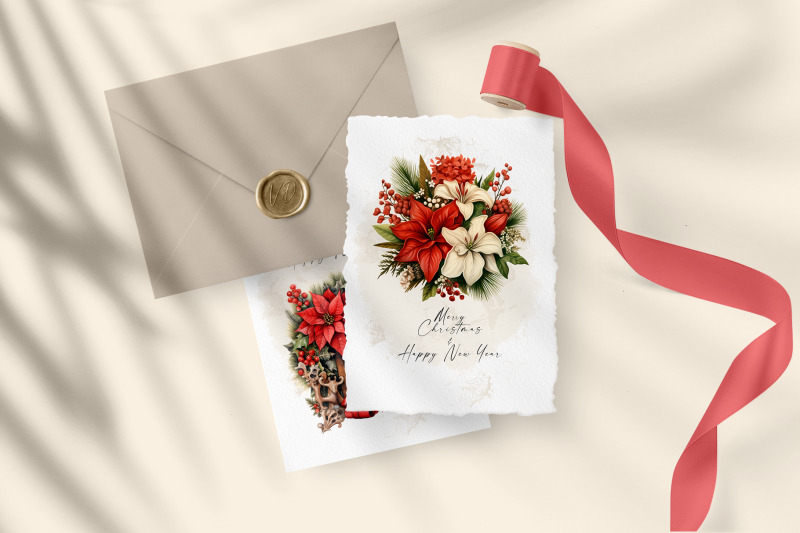 vintage-christmas-poinsettia-flower-bouquets