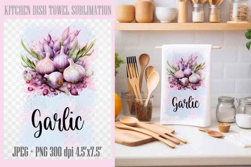 garlic-png-kitchen-dish-towel-sublimation