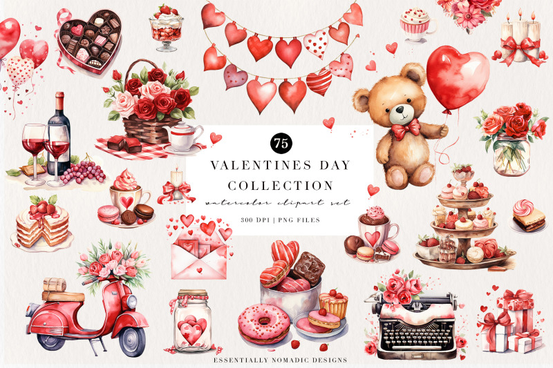 vintage-watercolor-valentines-day-clipart-set