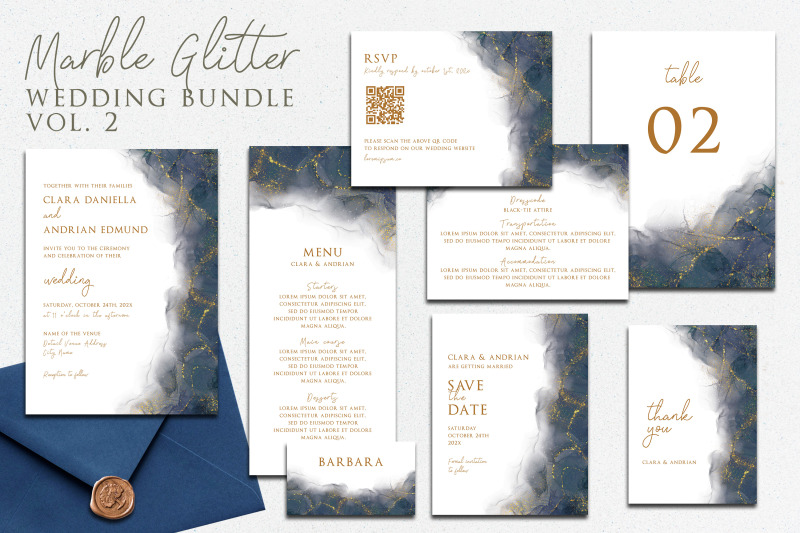indigo-marble-glitter-wedding-invitation-bundle