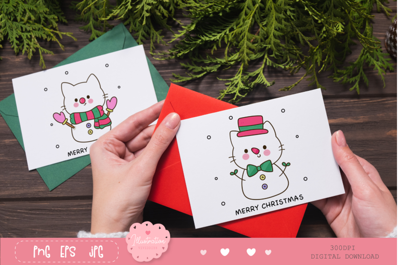 cute-cat-christmas-cartoon-kawaii-clipart-kitten-snowman