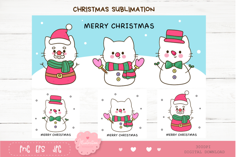 cute-cat-christmas-cartoon-kawaii-clipart-kitten-snowman