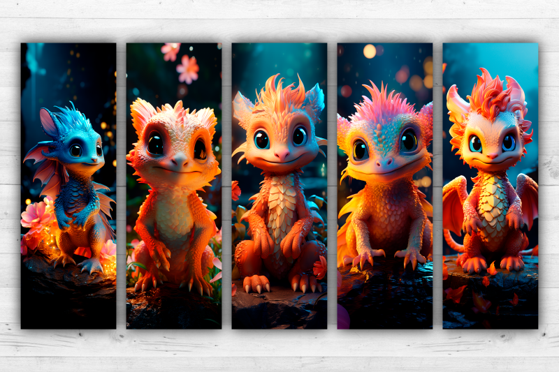 3d-dragons-bookmarks-printable-2x6-inch