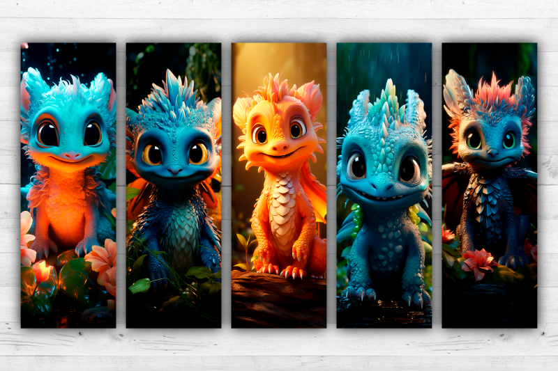 3d-dragons-bookmarks-printable-2x6-inch