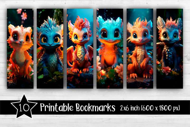 3d-dragons-bookmarks-printable-2x6-inch