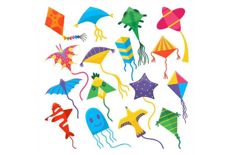 cartoon-kite-kid-colorful-toys-kites-on-threads-flying-wind-free-fly