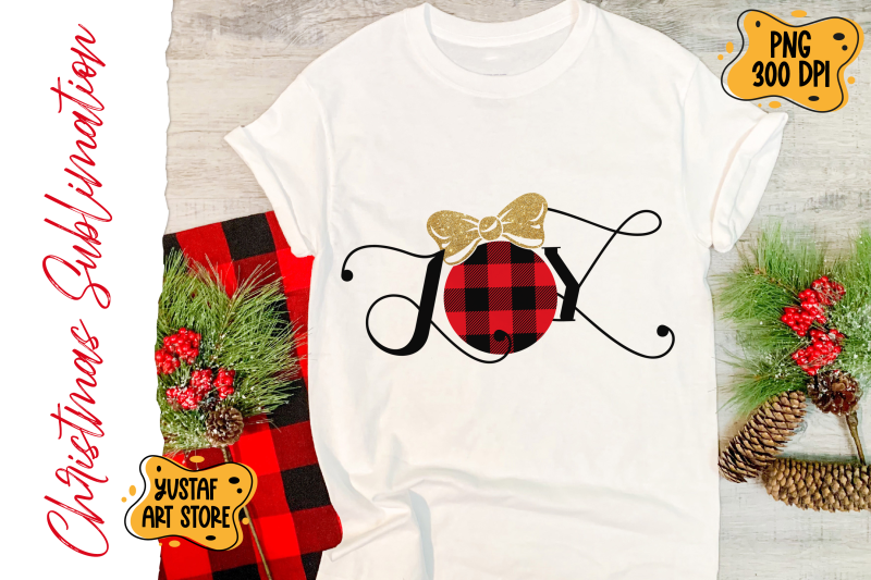 christmas-joy-with-ball-buffalo-plaid-sublimation-design