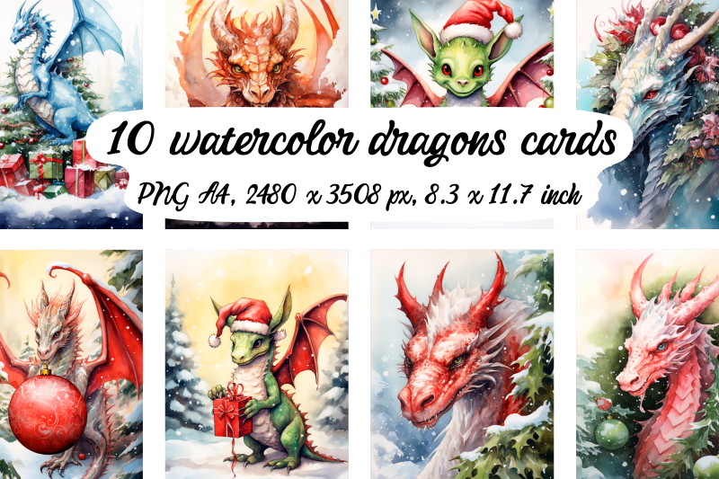 10-watercolor-christmas-dragons-posters-cards