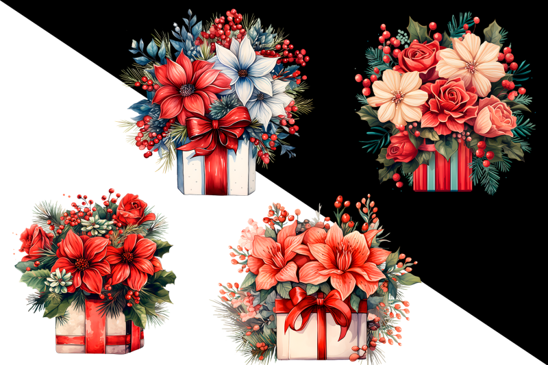 watercolor-christmas-decor-clipart-winter-flowers