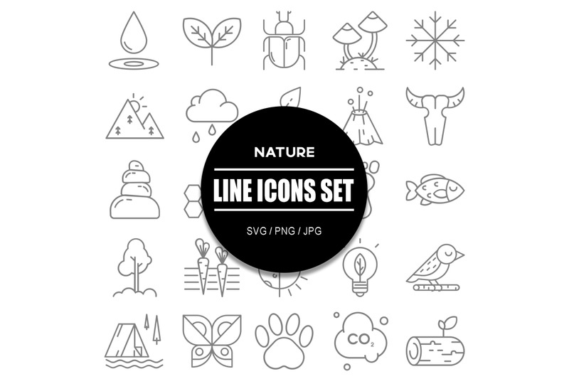 nature-line-icons-set