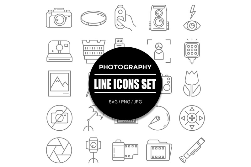 photography-line-icons-set