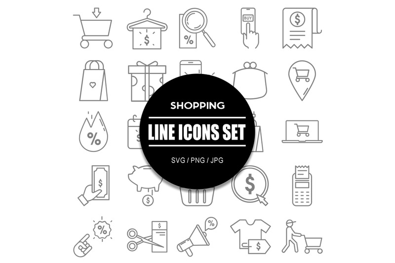 shopping-line-icons-set