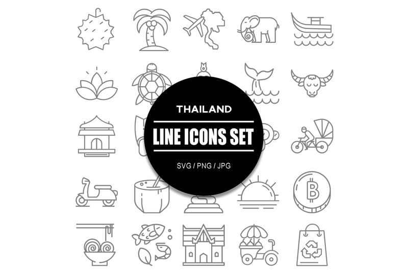 thailand-line-icons-set