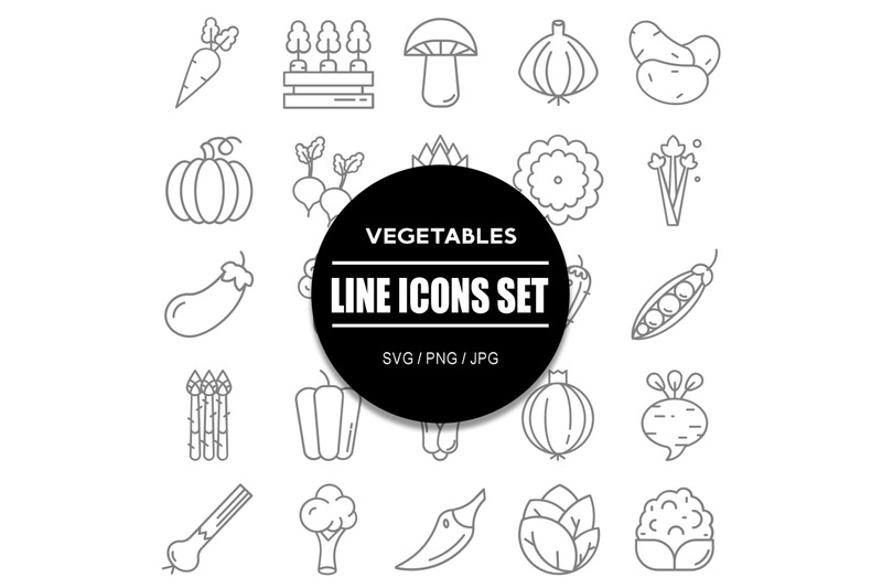 vegetables-line-icons-set