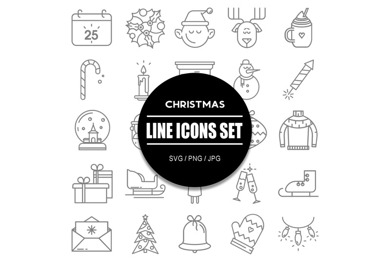 christmas-line-icons-set