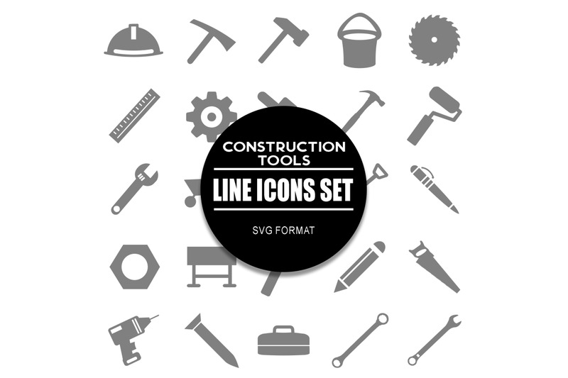 construction-tool-line-icons-set