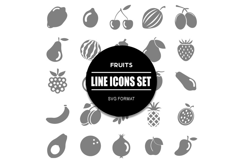 fruits-line-icons-set