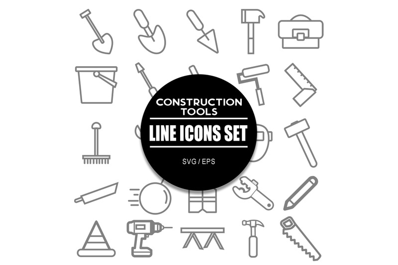 construction-tool-line-icons-set