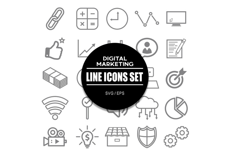 digital-marketing-line-icon-set